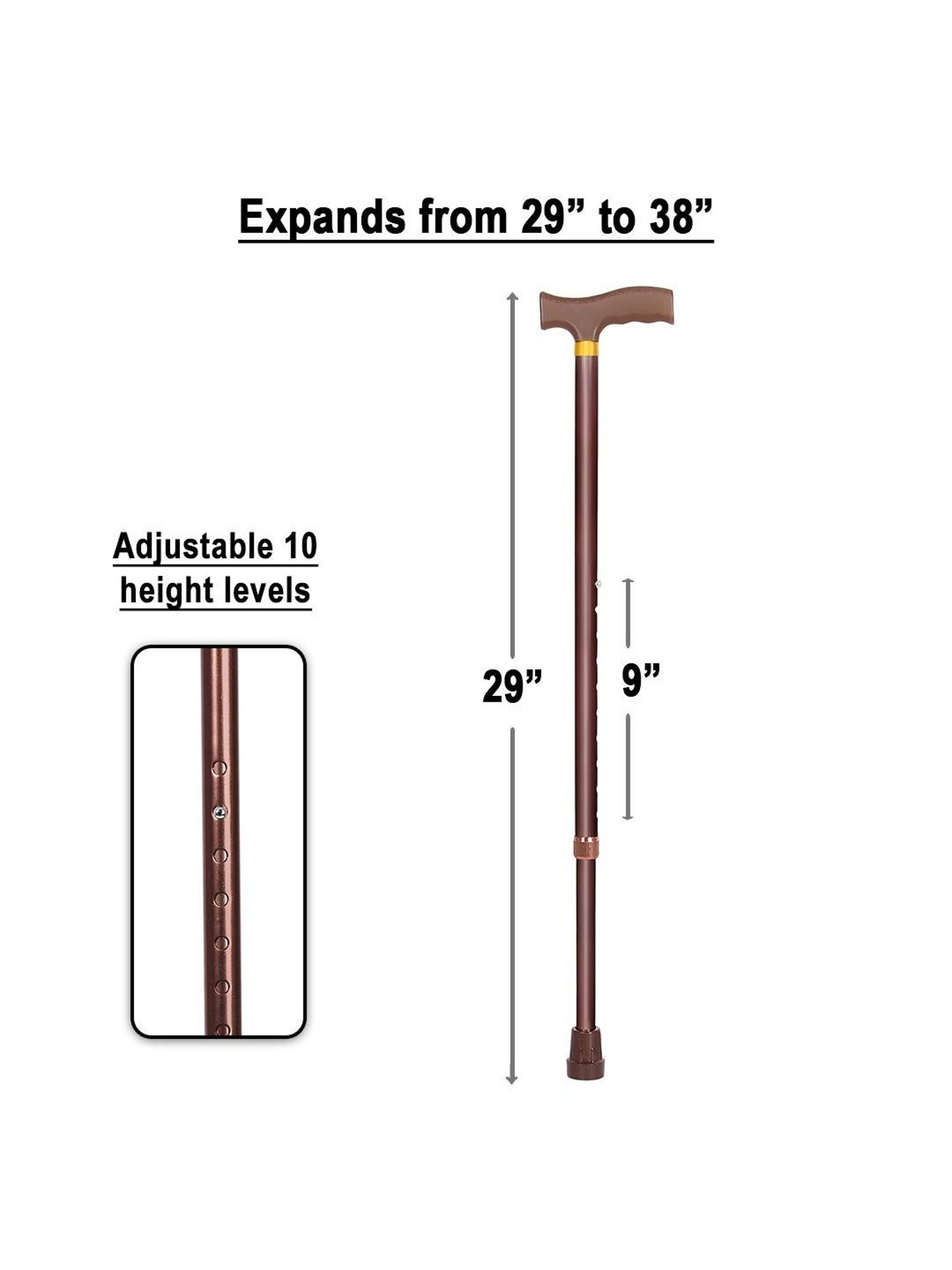 MCP Premium Aluminium Walking Stick (Brown)