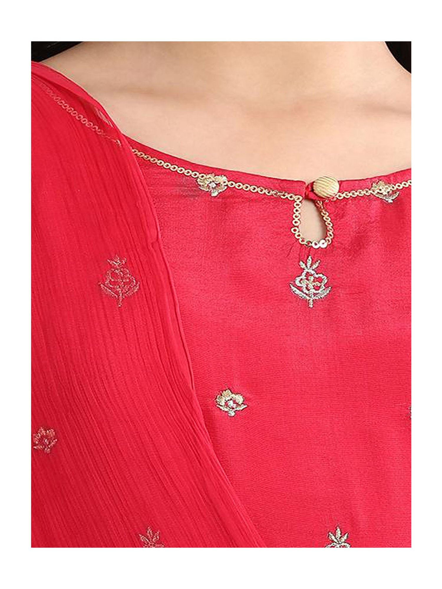 Aurelia Kids Pink Embroidered Kurta, Leggings with Dupatta