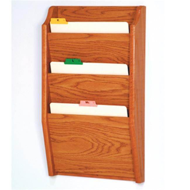 Wooden Mallet Home Office 3 Pocket Letter Size File Holder Wall Display Rack Furniture Medium Oak