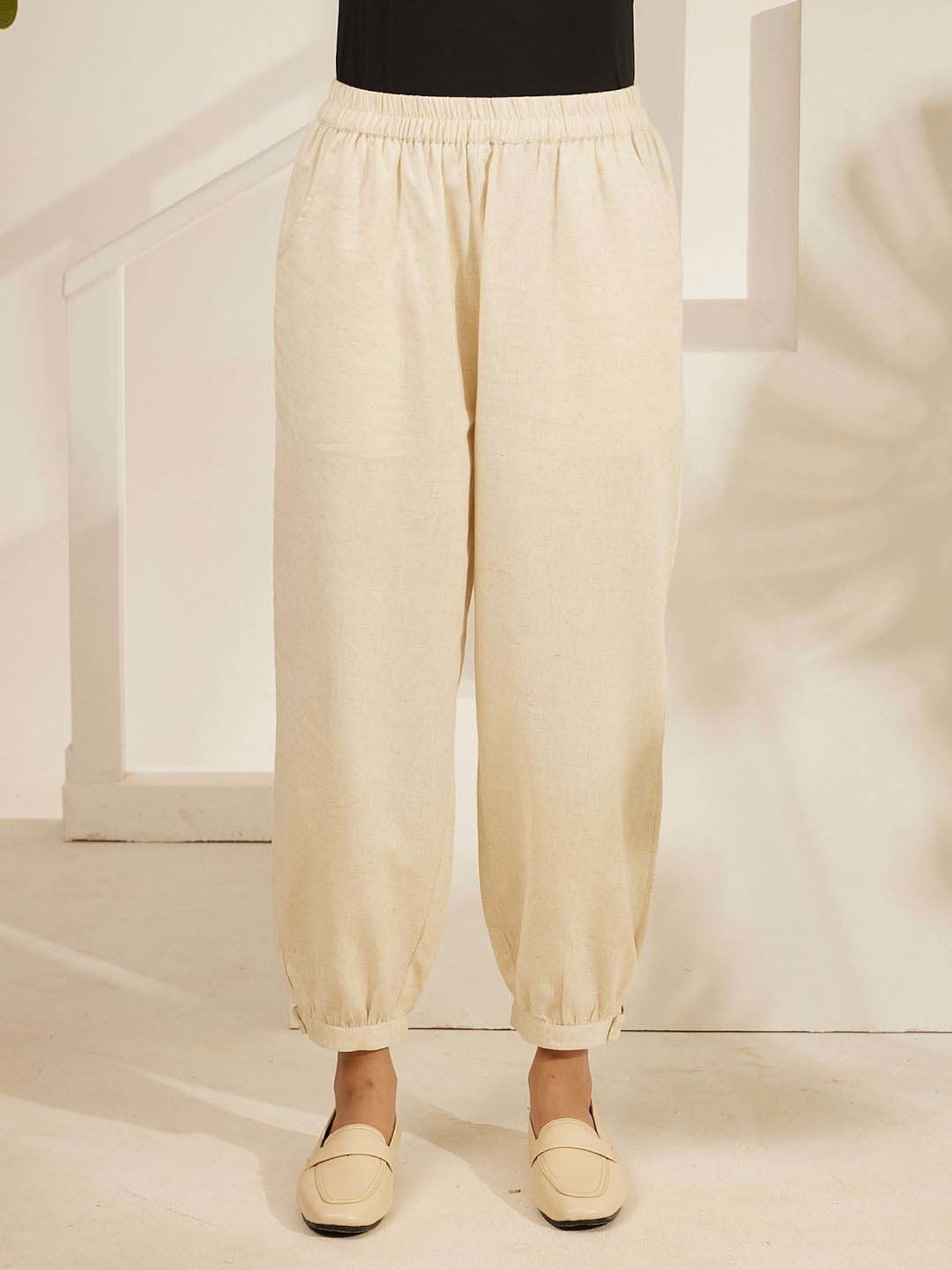 Daali Off White Cotton Regular Fit Salwar