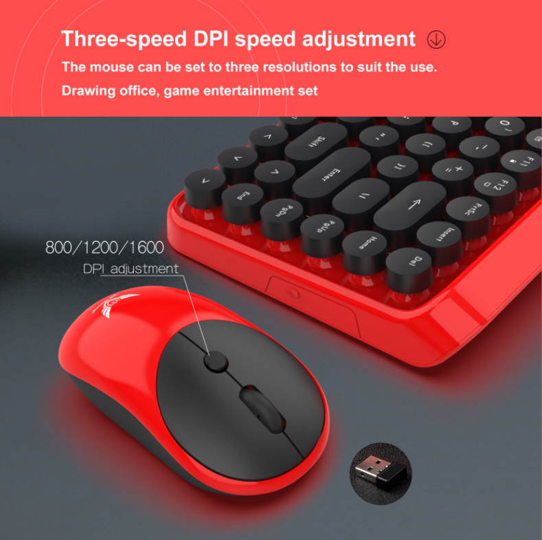Round Cap 2.4G Wireless Keyboard and Mouse Set 3 Files DPI Adjustable