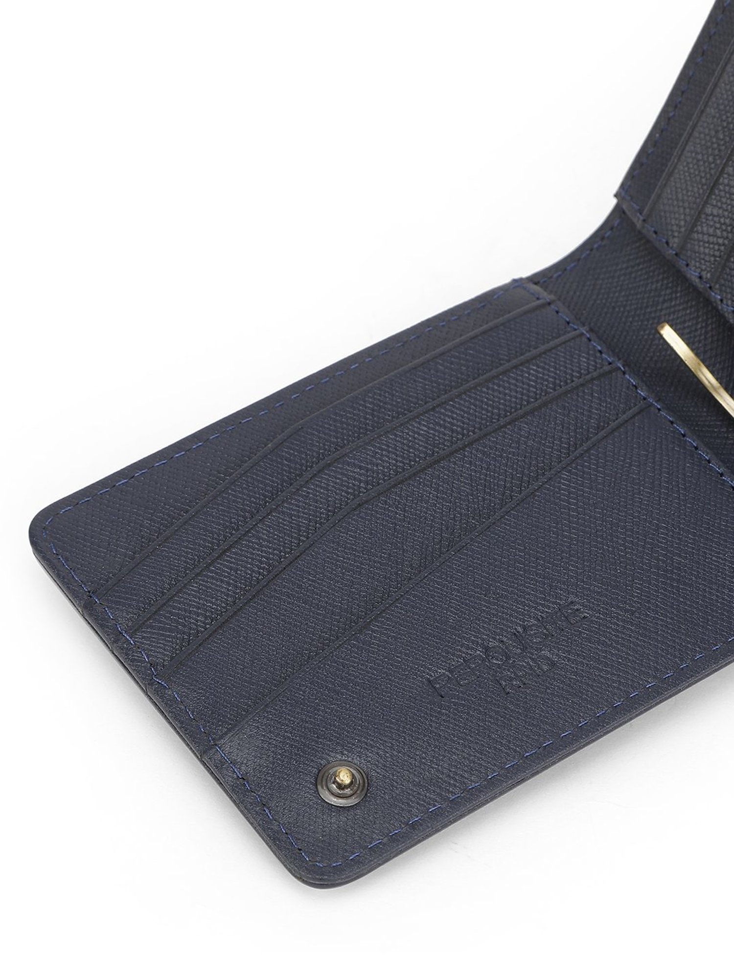 PERQUISITE Navy Casual Leather Bi-Fold Wallet for men