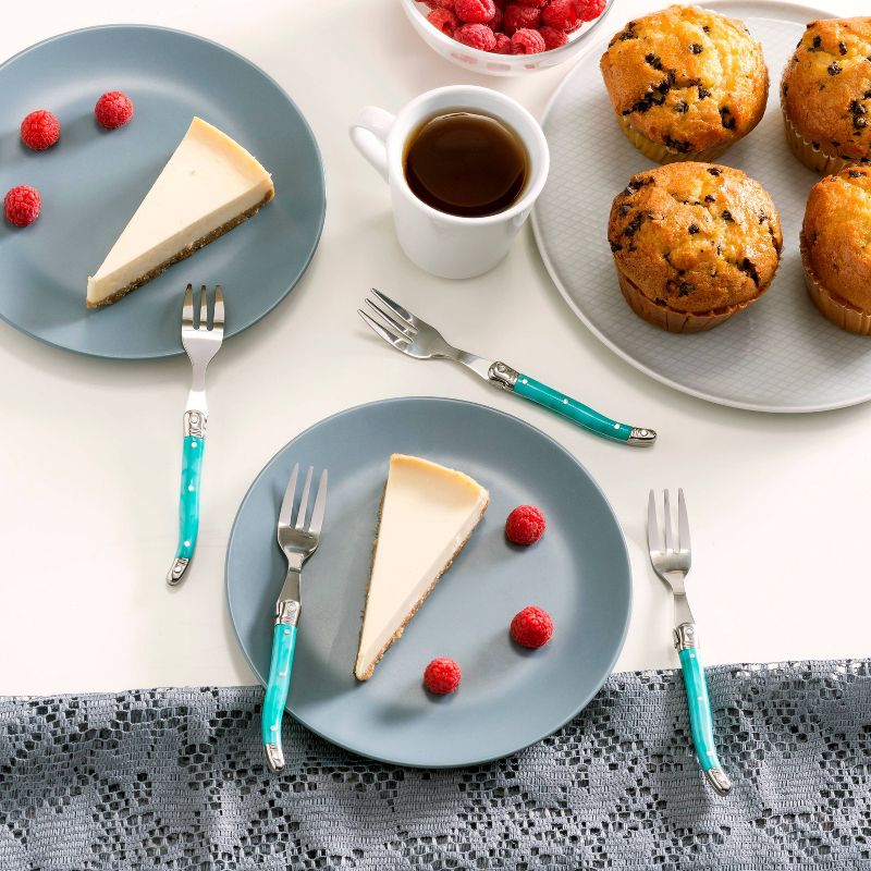 French Home Laguoile 4pk Stainless Steel Cake Forks Green