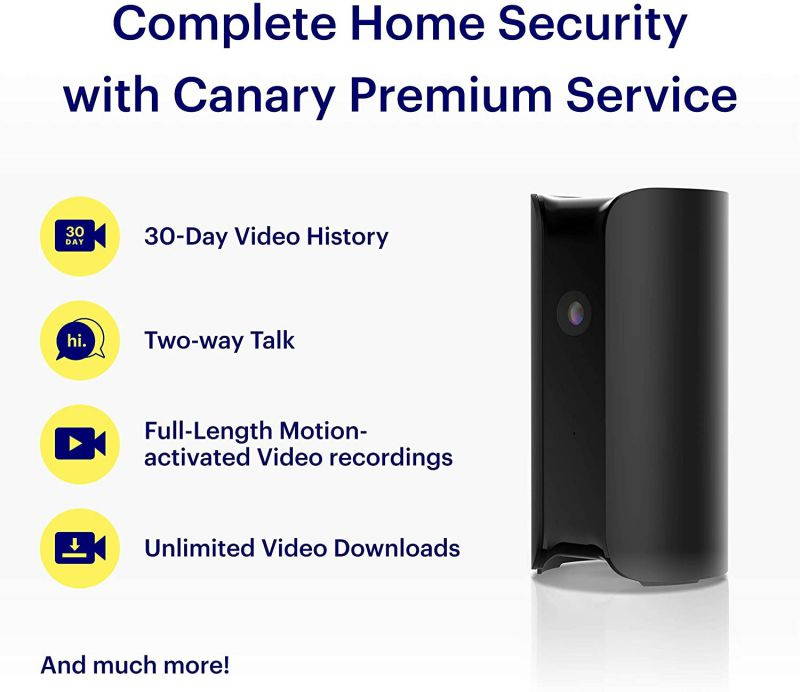 Canary View Indoor Home Security Camera with Premium Service (1 YR Free Incl.) | 1080p HD, 2-Way Talk, 30-Day Video History, Person Detection, One-tap to Police, Alexa, Google, Baby Monitor, WiFi IP