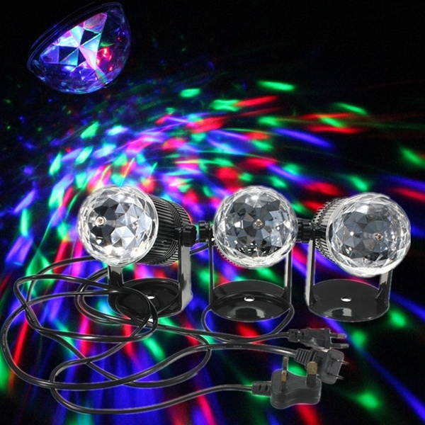 Mini 3W RGB Sound Activated Stage Light Rotating Projector for Xmas Wedding Party  US Plug