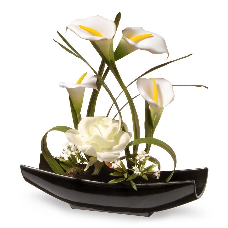 11" White Rose and Calla Lily Flowers - National Tree Company