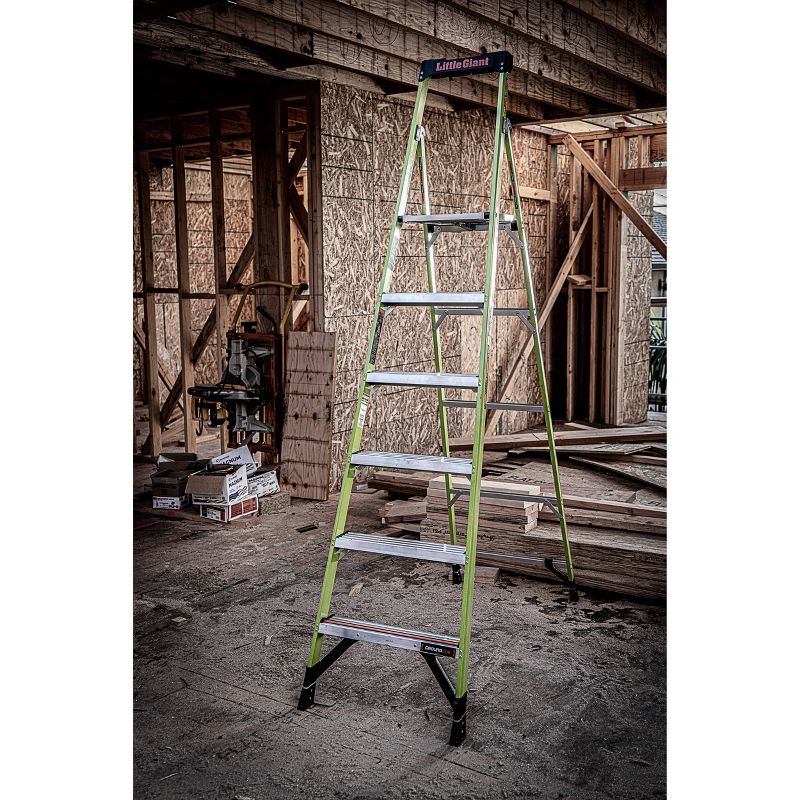 Little Giant Ladder Systems 8' ANSI type IA 300 lb rated fiberglass Stepladder with Ground Cue Apple Green