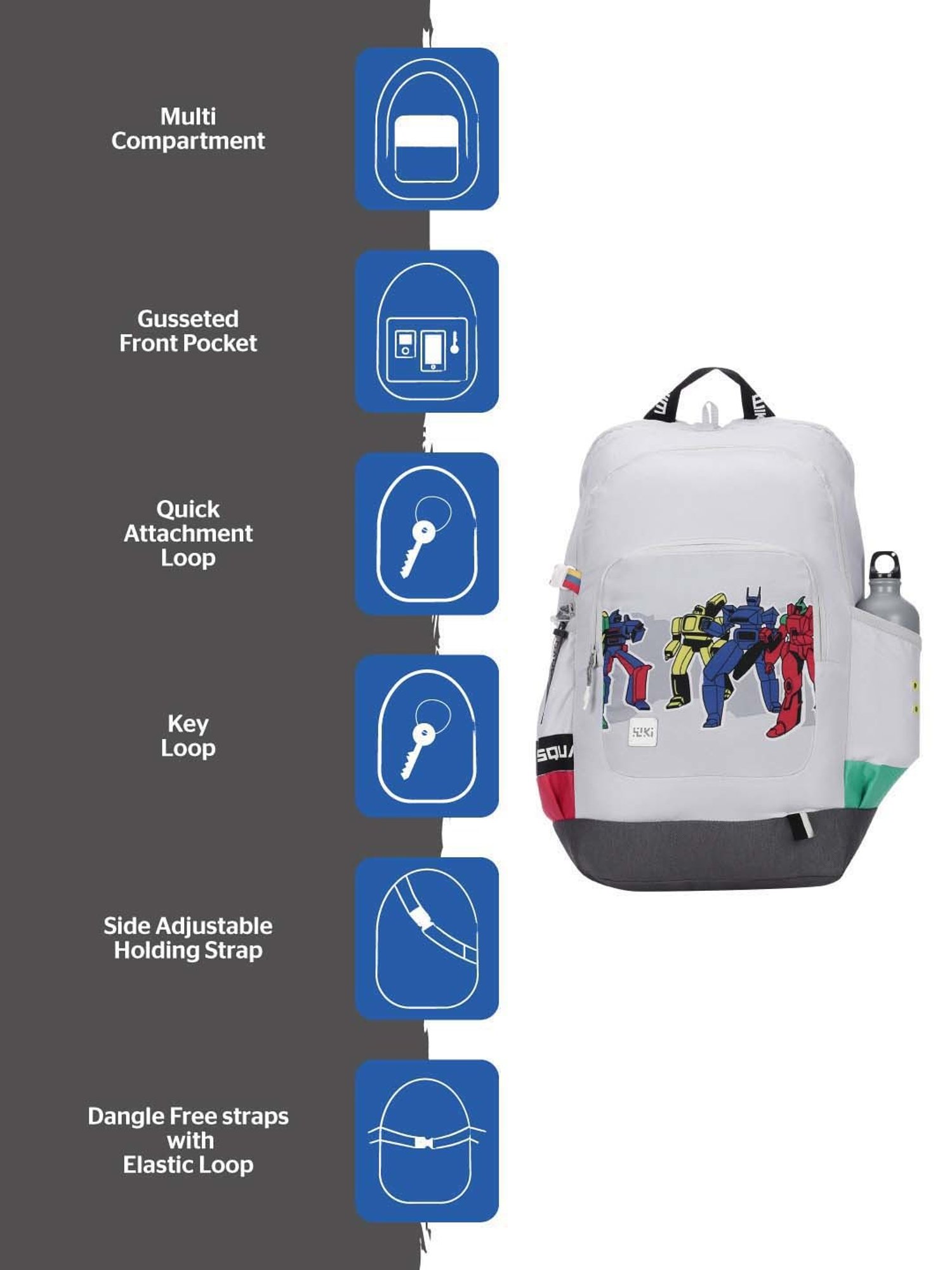 Wiki 40 Ltrs Grey Medium Backpack