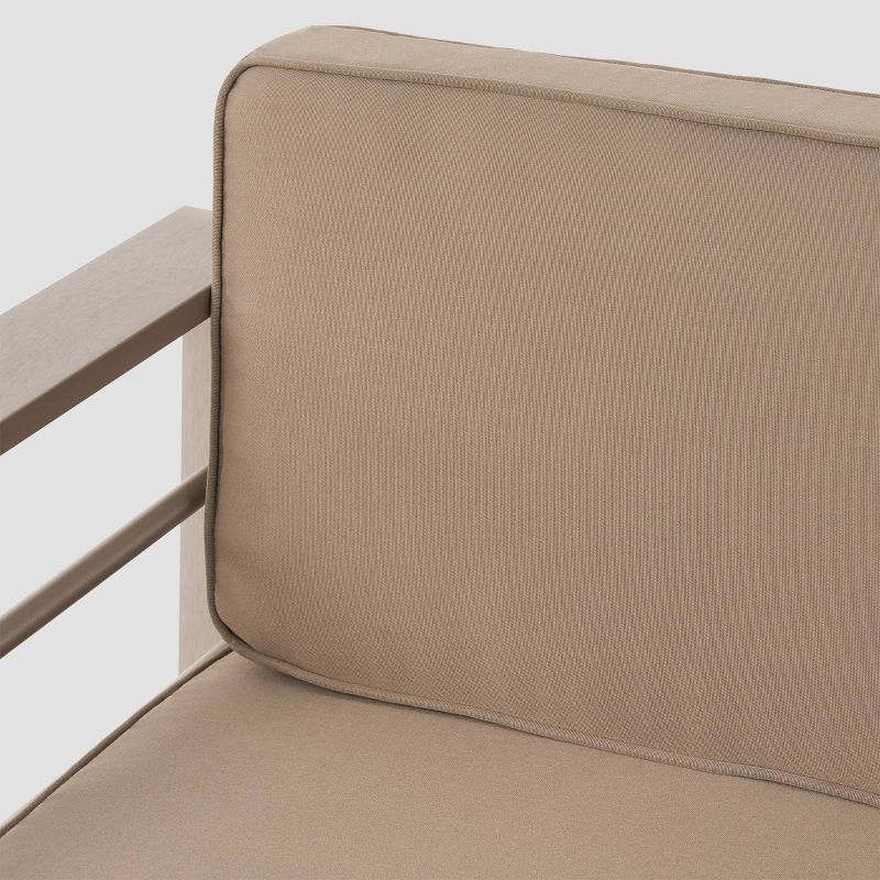 Cape Coral 11pc Aluminum Sectional Sofa Set  Silver/Khaki - Christopher Knight Home