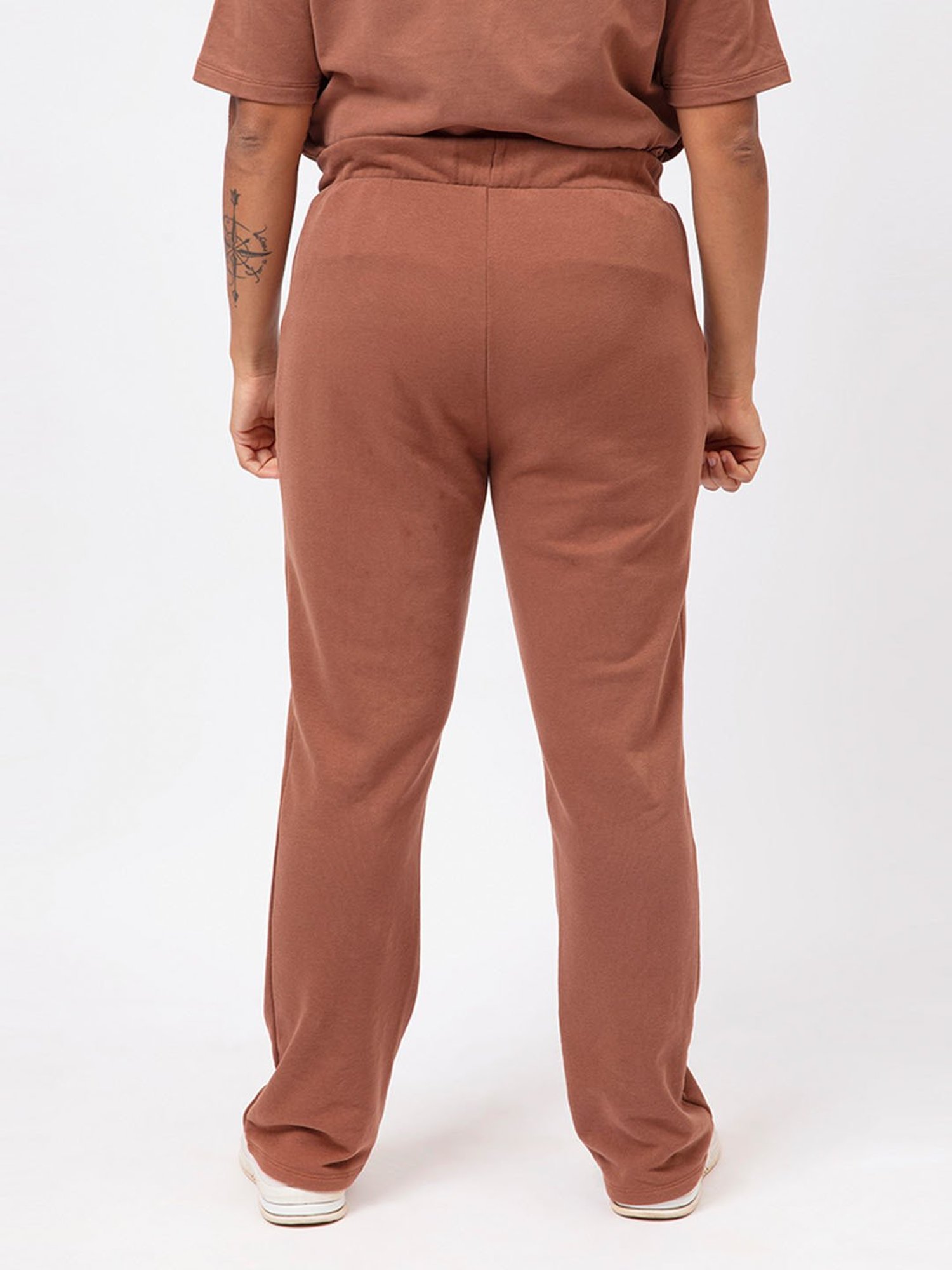 BlissClub Women Brown Everyday Cozy Straight Joggers With 2 Zippered Side Pockets