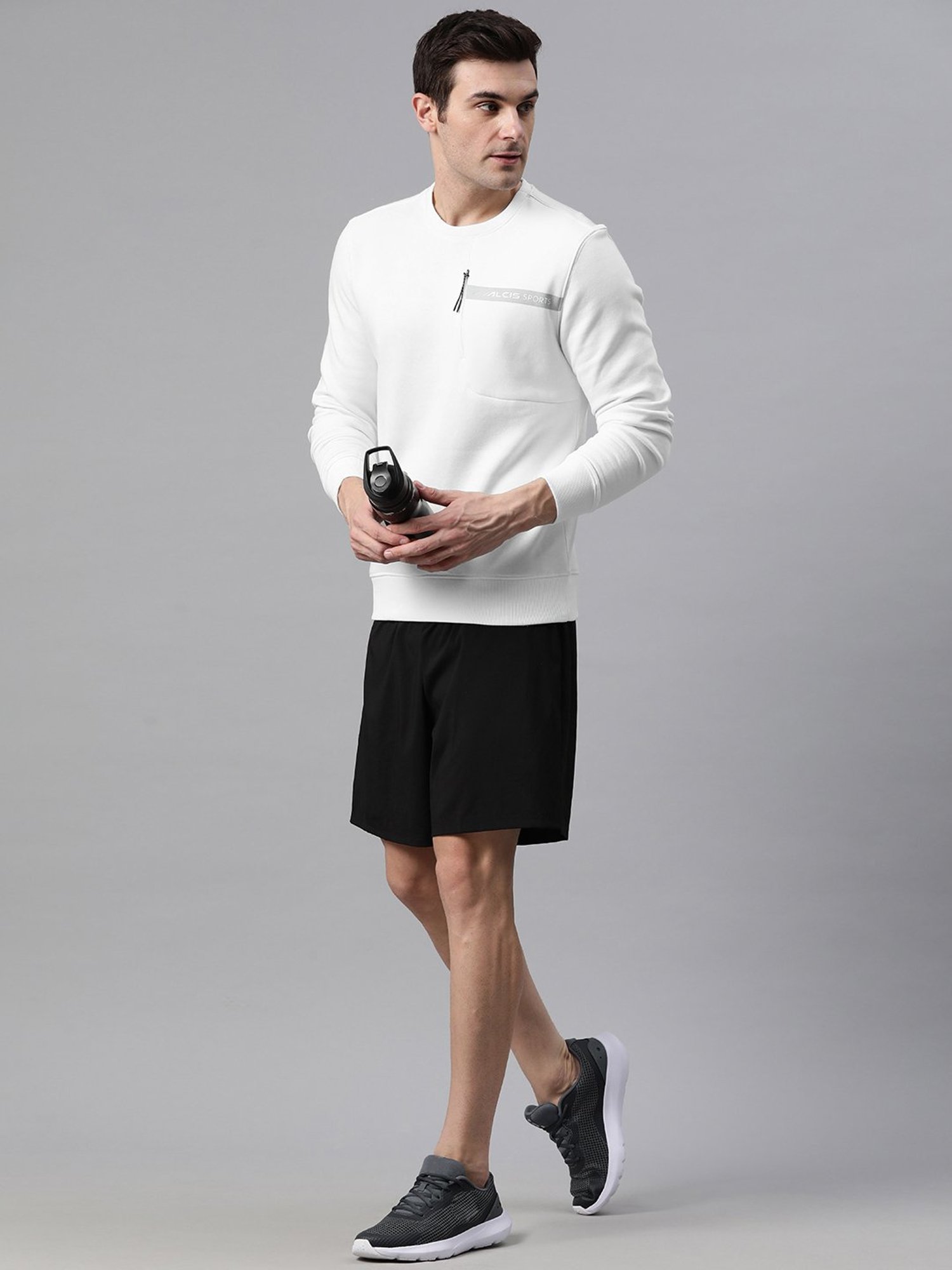 ALCIS Off White Regular Fit Printed Sweatshirt