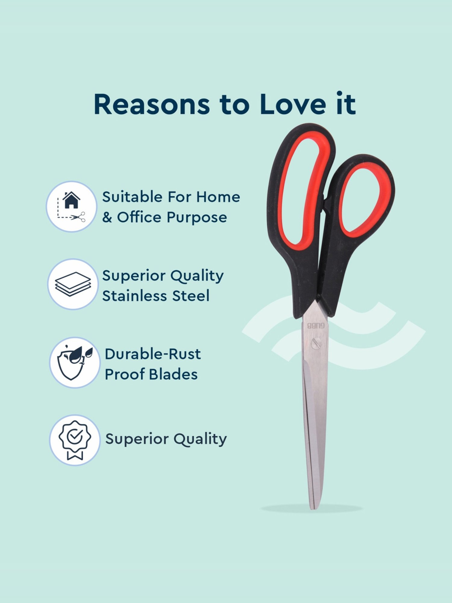 GUBB All Purpose Scissor for Hair, Cloth, Craft & Tailoring, Stainless Steel Scissor - Large