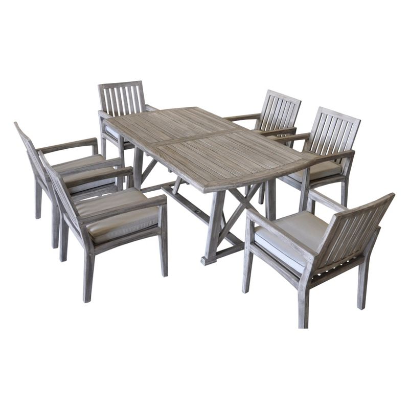 Teak Surf Side Rectangle Outdoor Dining Table - Driftwood Gray - Courtyard Casual