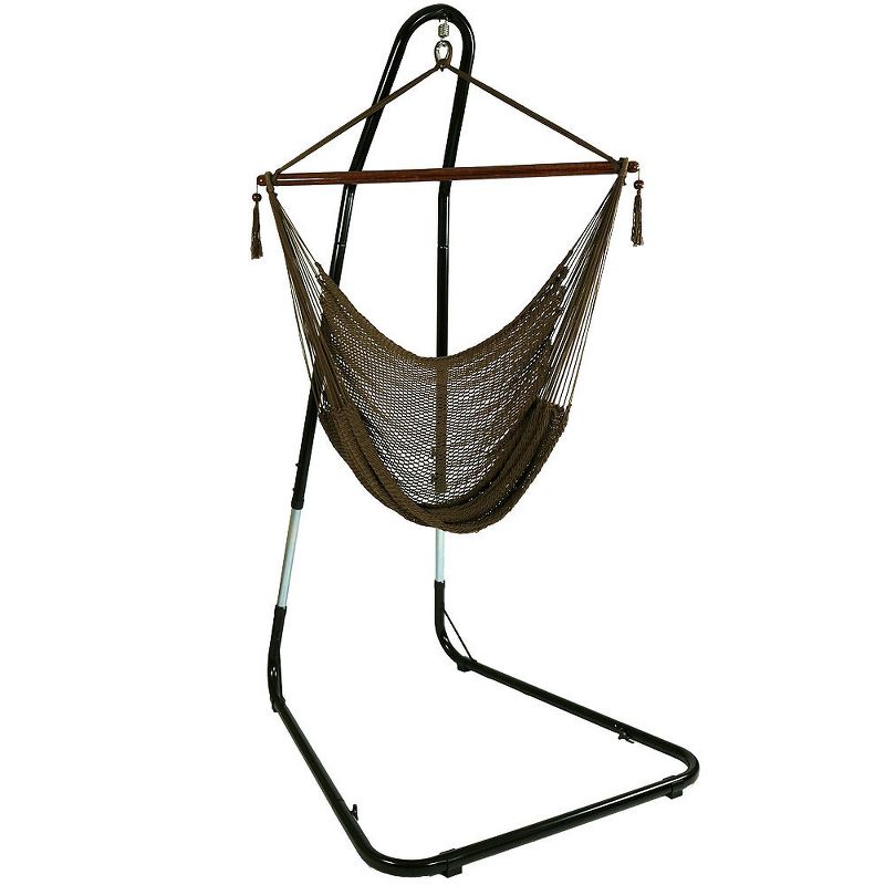 La Siesta HAL21-1 Habana Organic Cotton Lounger Comfortable Indoor Outdoor Hammock Chair with Suspension Set and Bamboo Spreader, Nougat