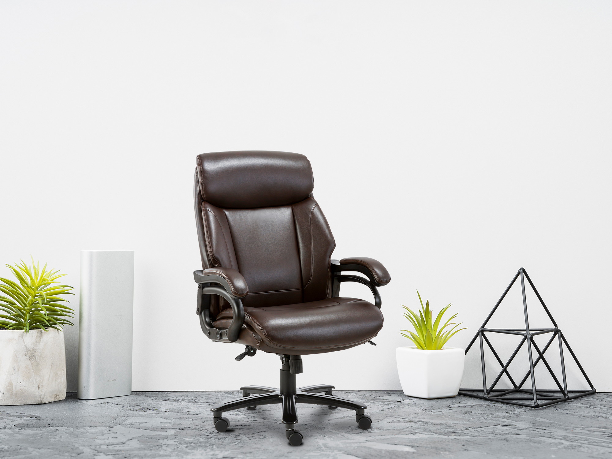 High Back Big & Tall 400lb Ergonomic Bonded Leather Office Chair - Executive Desk Computer Swivel Chair - Heavy Duty Metal Base, Adjustable Tilt Angle with Lumbar Support