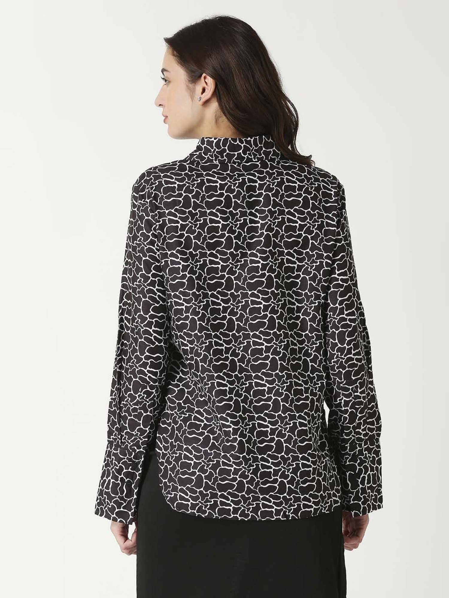 Remanika Black Cotton Printed Shirt
