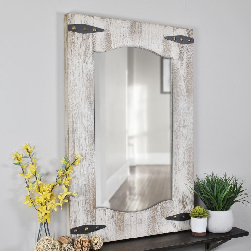 21.5" x 1" x 33.5" Farmhouse Barn Door Mirror Tan - FirsTime & Co.