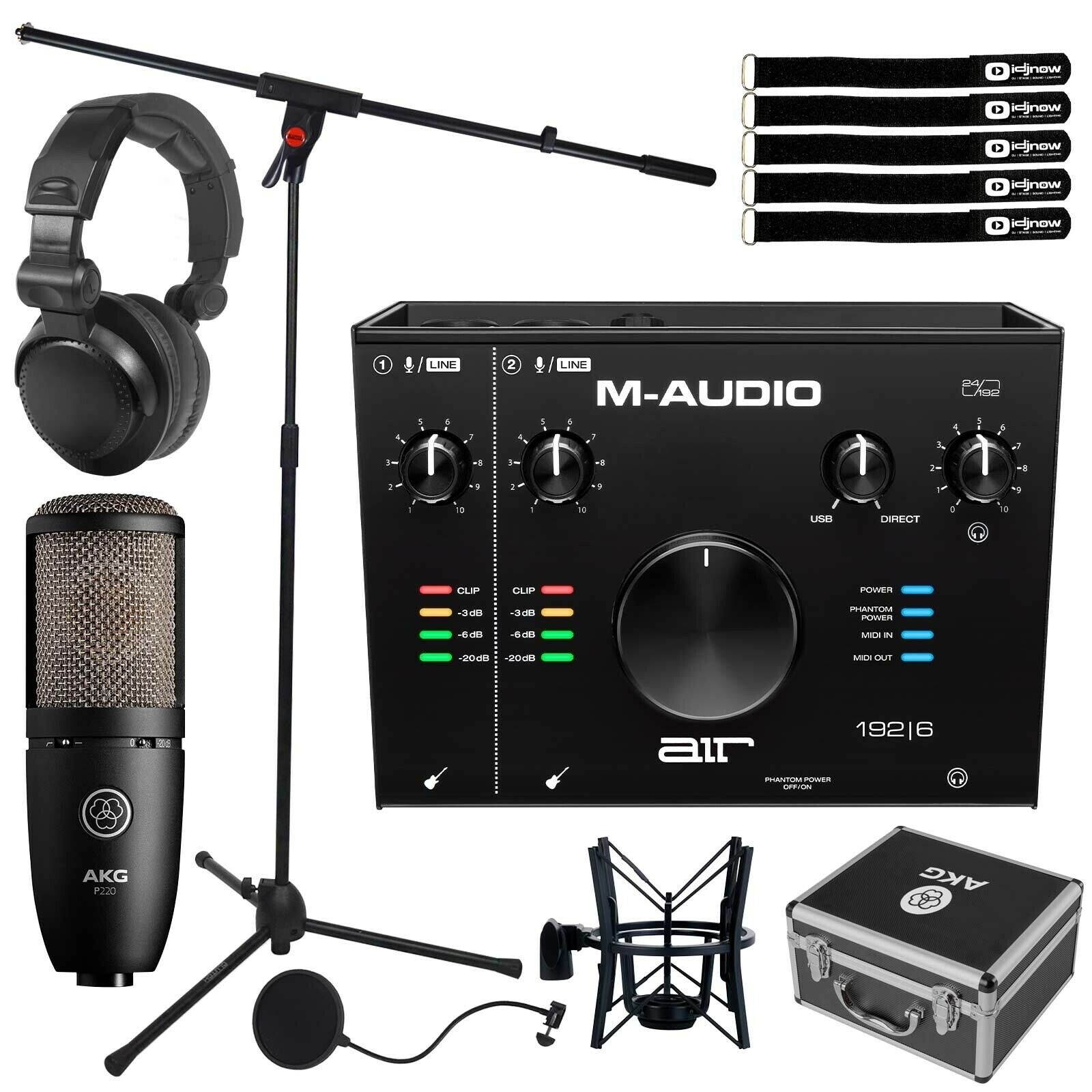 M-Audio AIR 192 | 6 2x2 USB Audio MIDI Recording Interface w P220 Mic & Headpho