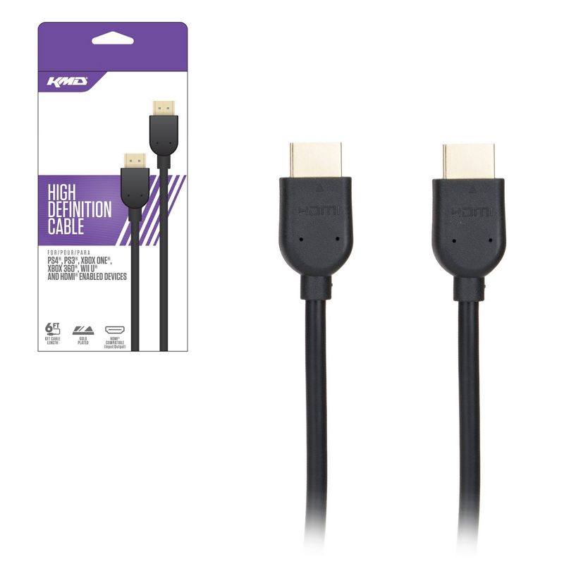 KMD 6 feet Universal HDMI to HDMI Gold Plated Cable Black