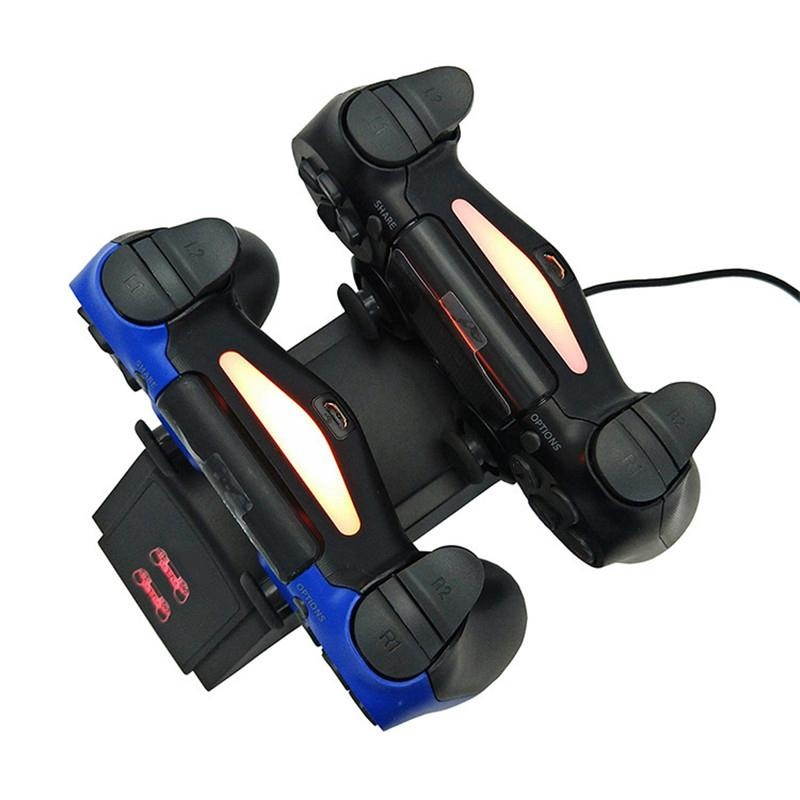 Wireless Dual Charging Dock Charger Stand with LED Light For PS4 Controller -