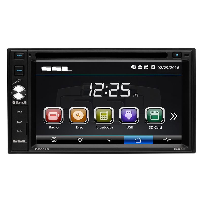 SoundStorm DD661B Double-DIN 6.2-Inch Touchscreen Bluetooth Audio and Calling DVD Player & Monitor, Black