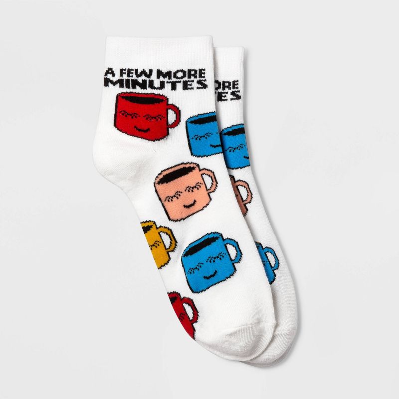 Women's Sleepy Coffee Ankle Socks - Xhilaration™ White 4-10