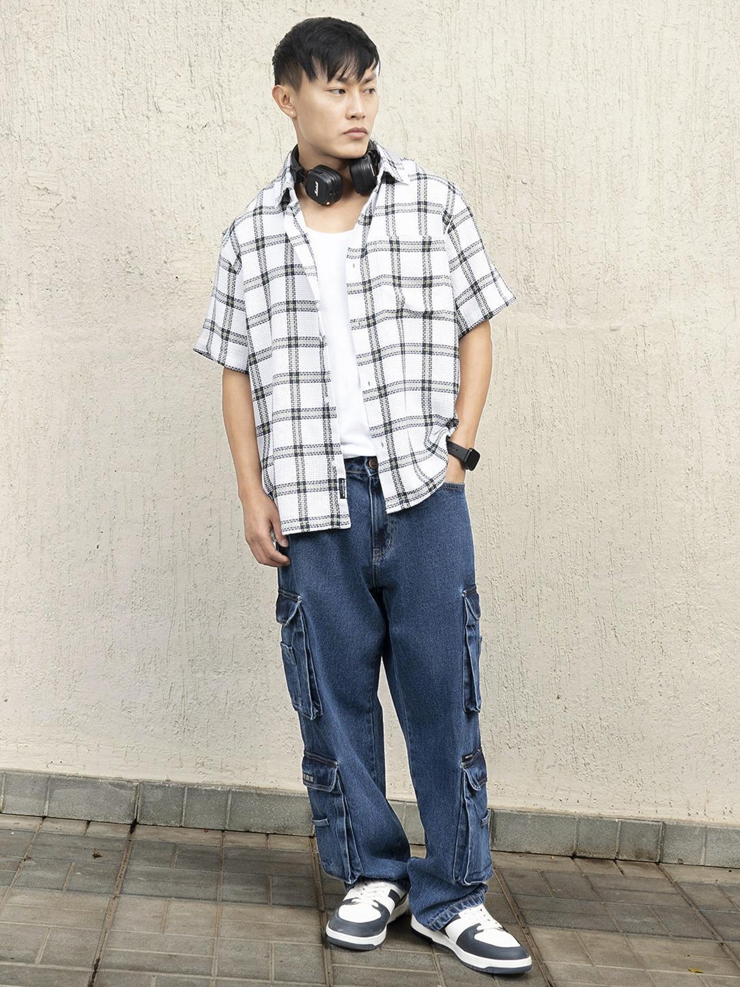 Hubberholme Men Cotton Short Sleeves Oversized Checked Shirt 1