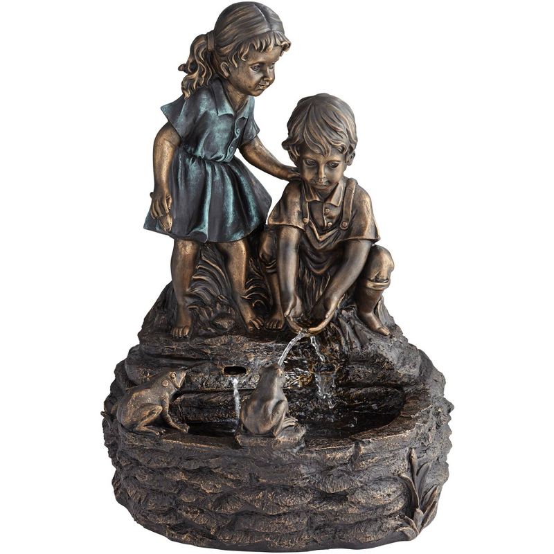 36" Kids Reading with Lamp Water Fountain with LED Lights and Bronze Finish Brown - Hi-Line Gift