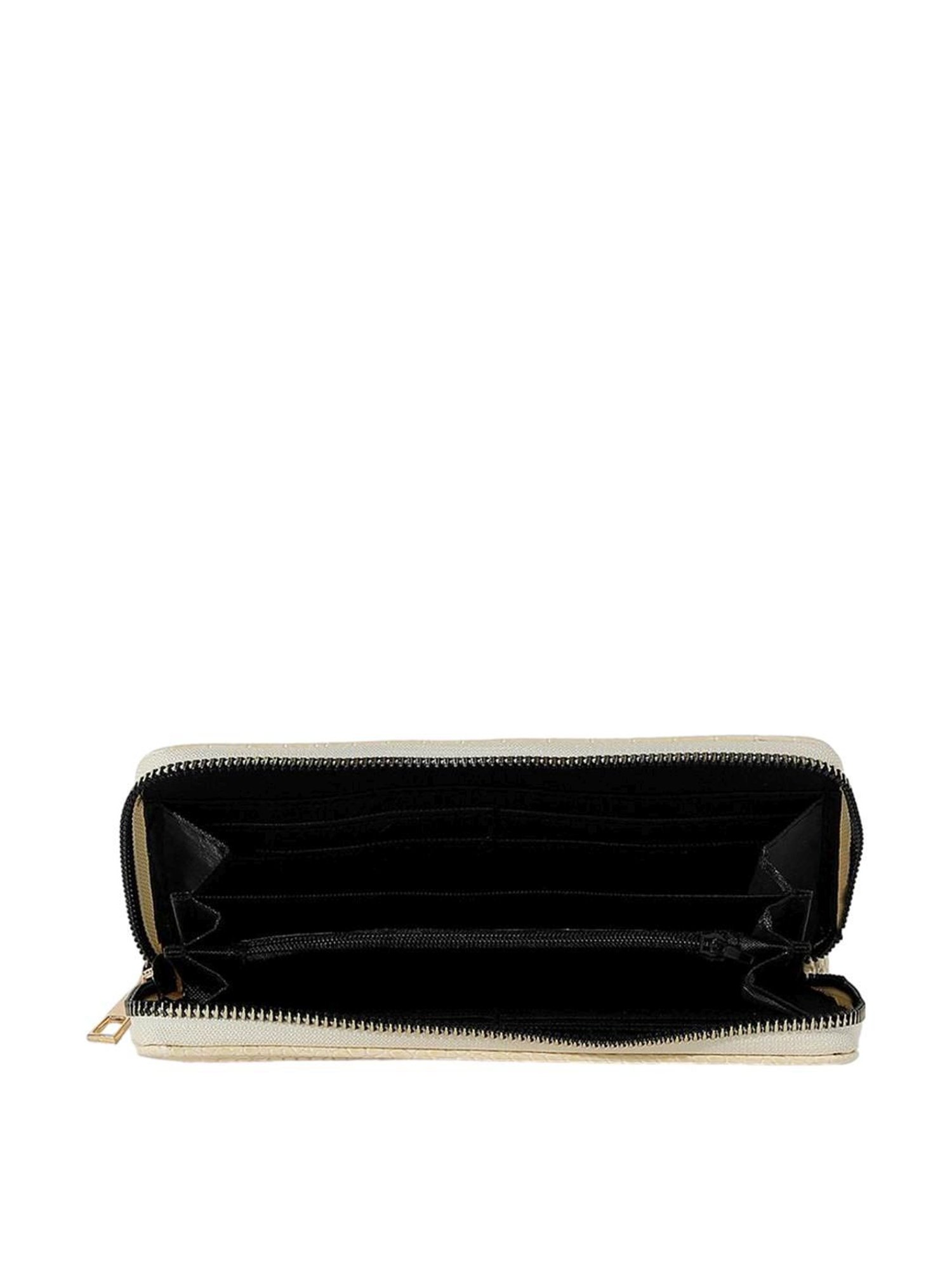 HauteSauce White Textured Zip Around Wallet for Women