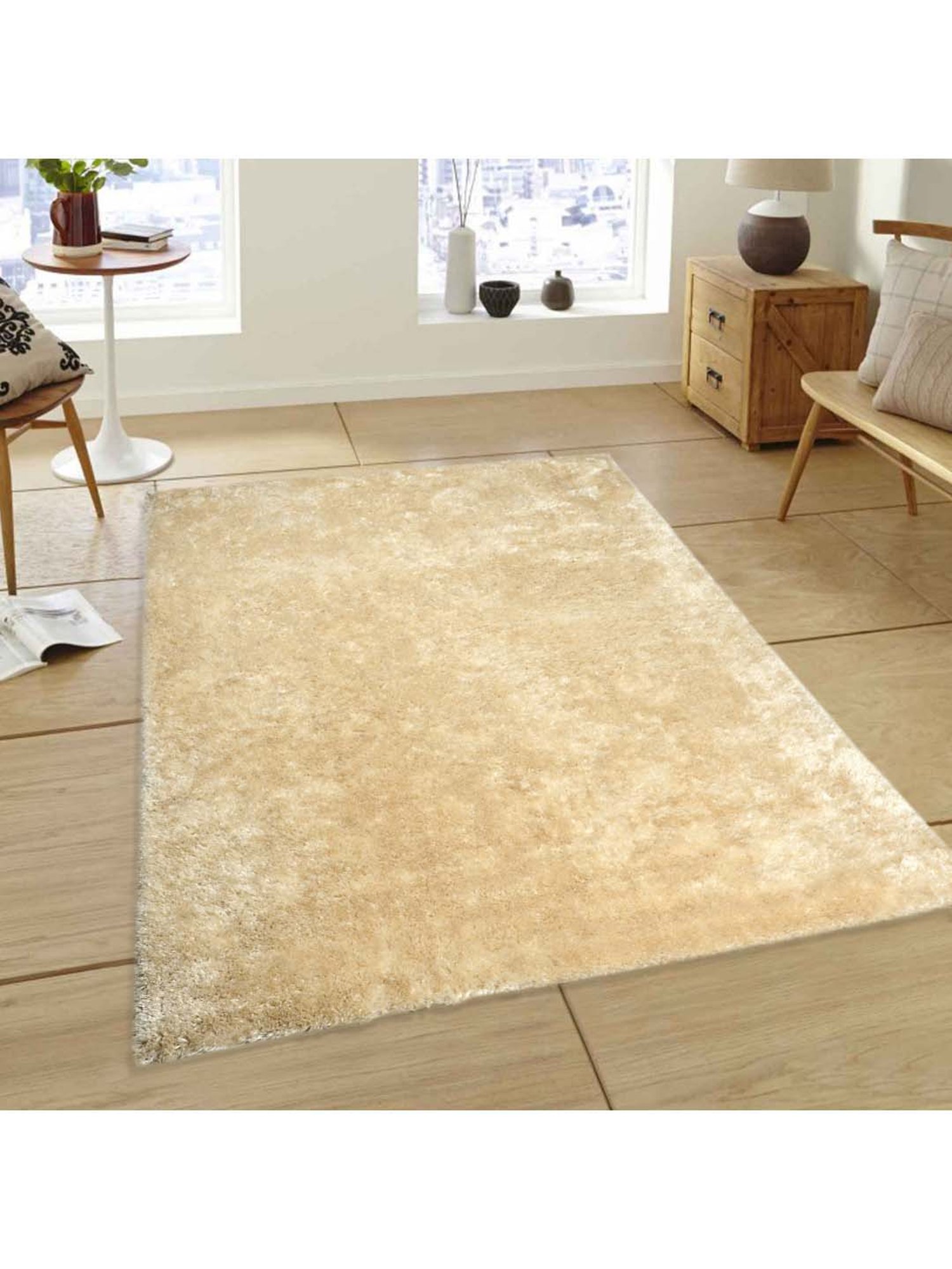 Saral Home Heavy Duty Beige Cotton Carpet - Set of 1