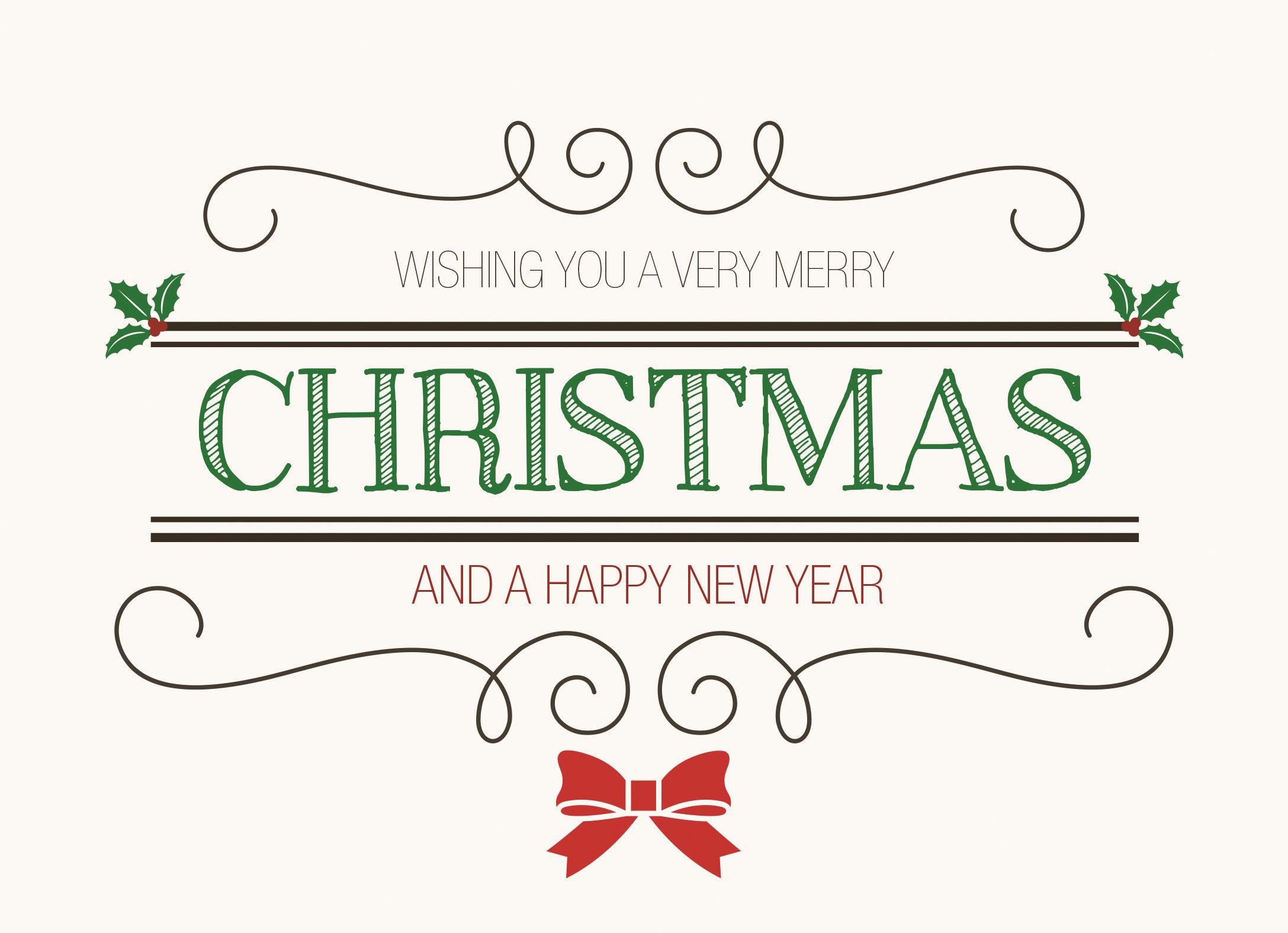 Christmas Greeting Cards - H1604. Greeting Cards With a Christmas and New Year Message With Holly Berries and Red Bow. Box Set Has 25 Greeting Cards and 26 White with Red Foil Lined Envelopes.