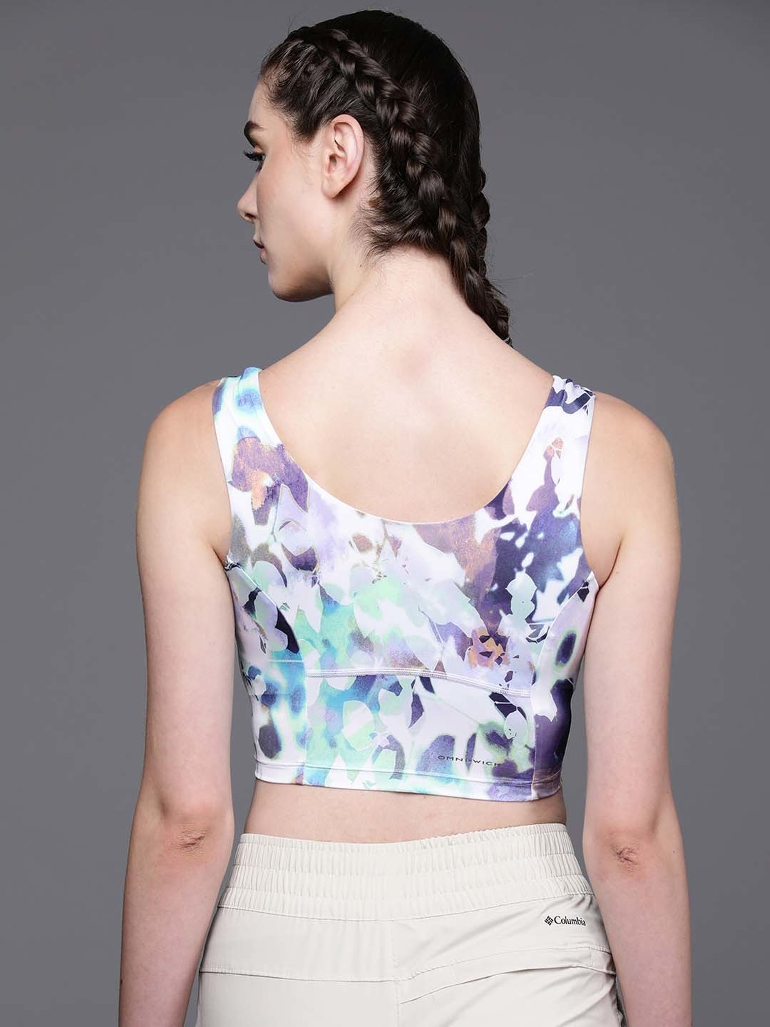 Columbia White Printed Sports Tank Top