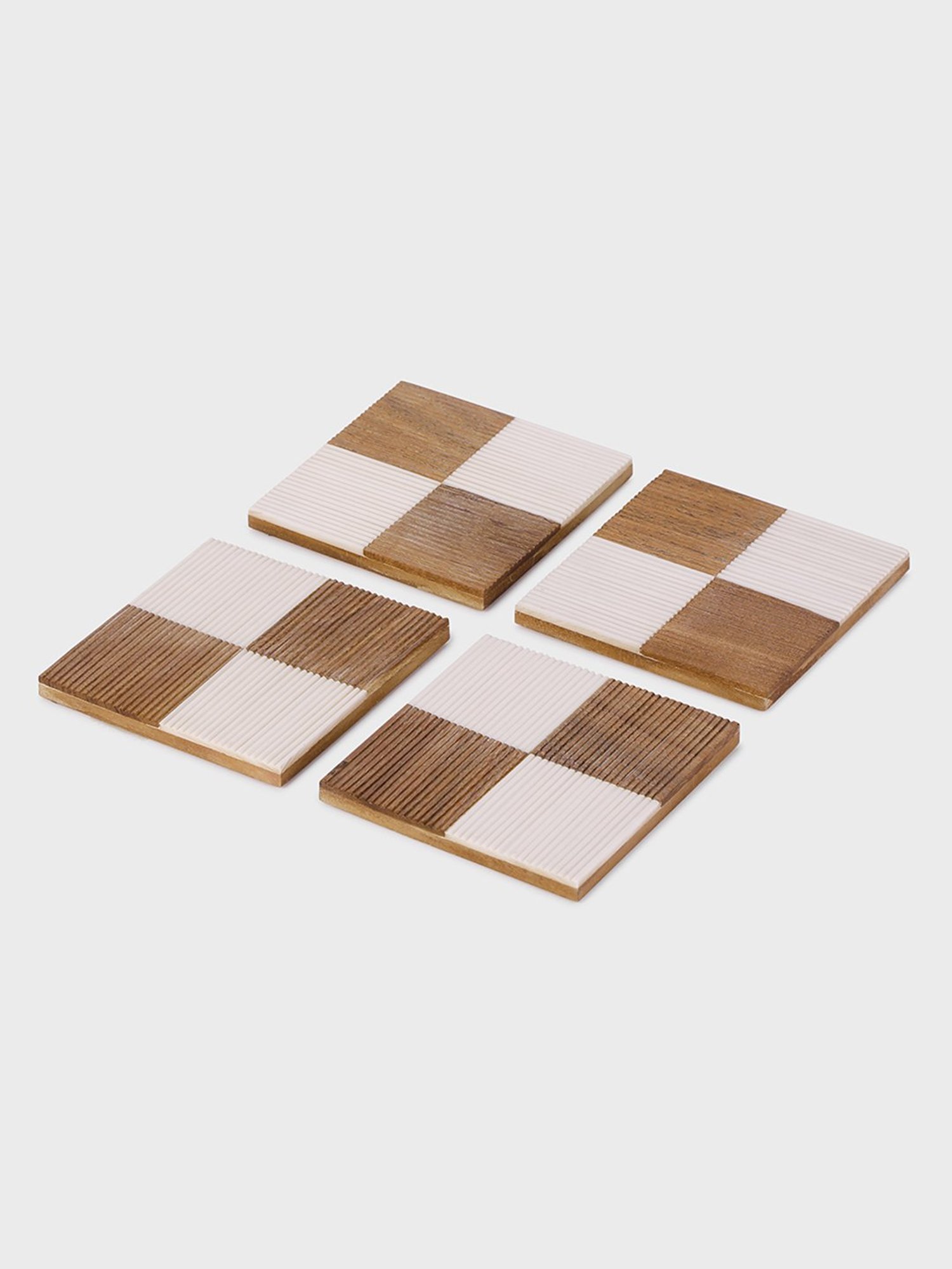 Karo Tapi Printed Multicolor Wood Coasters - Set of 6