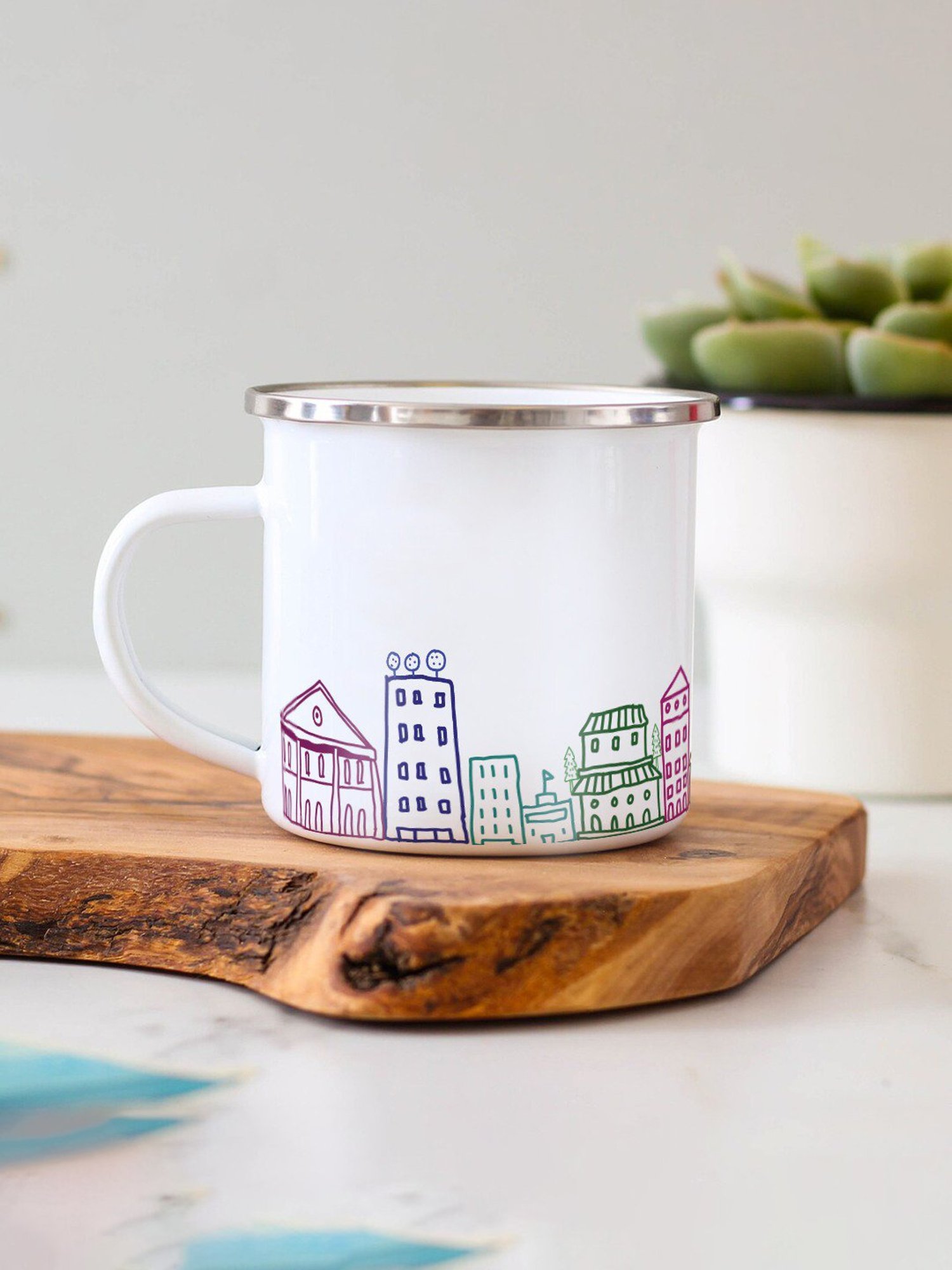 Gathari Enamel White Stainless Steel Coffee Mug