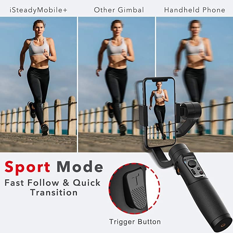 3Axis Gimbal Stabilizer for iPhone 12 11 PRO MAX X XR XS Smartphone Vlog Youtuber Live Video Record with Sport Inception Mode Face Object Tracking Motion TimeLapse  iSteady Mobile Plus