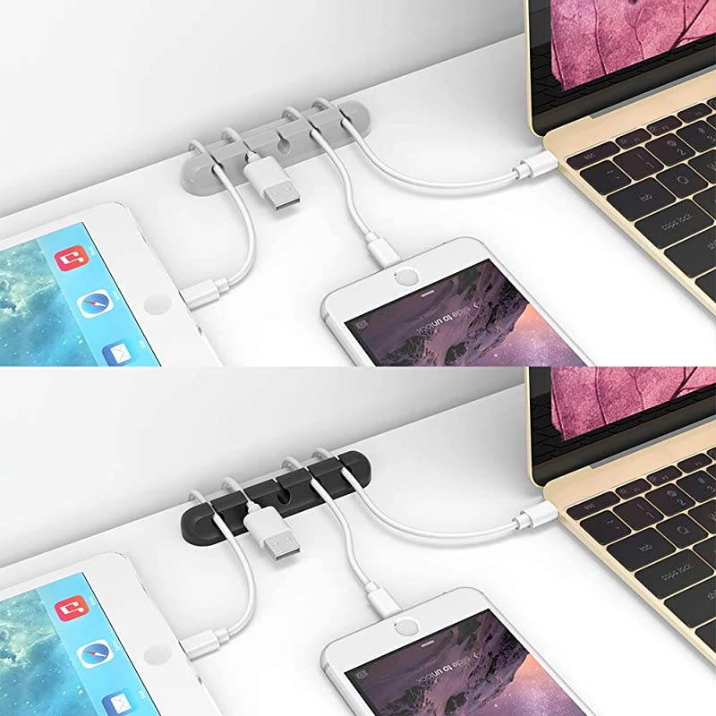 2 Pack Cable Clips  Cord Organizer 5 Slots 6mm Sticky Cable Clips Adhesive Destop Cable Drop for Charging Home Office Cubicle Car Night Stand Desk Accessories