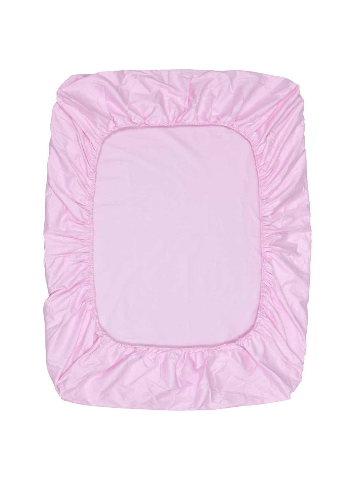 Haus & Kinder Solid Pink 300 TC Cotton Bed Sheet with 1 Pillow Cover
