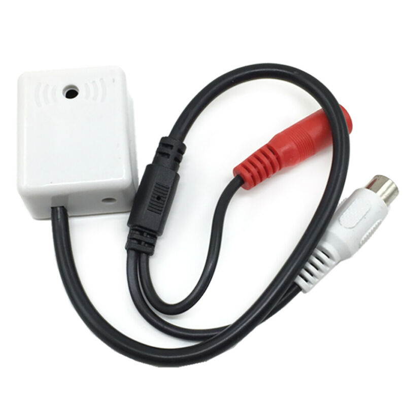 CCTV Camera Audio Microphone RCA DC High Sensitivity Gain Stick-on Mic for DVR RCA Output DC Power in Amplified Microphone Adjustable Gain Control Rotatable Noise Reduction US STOCK