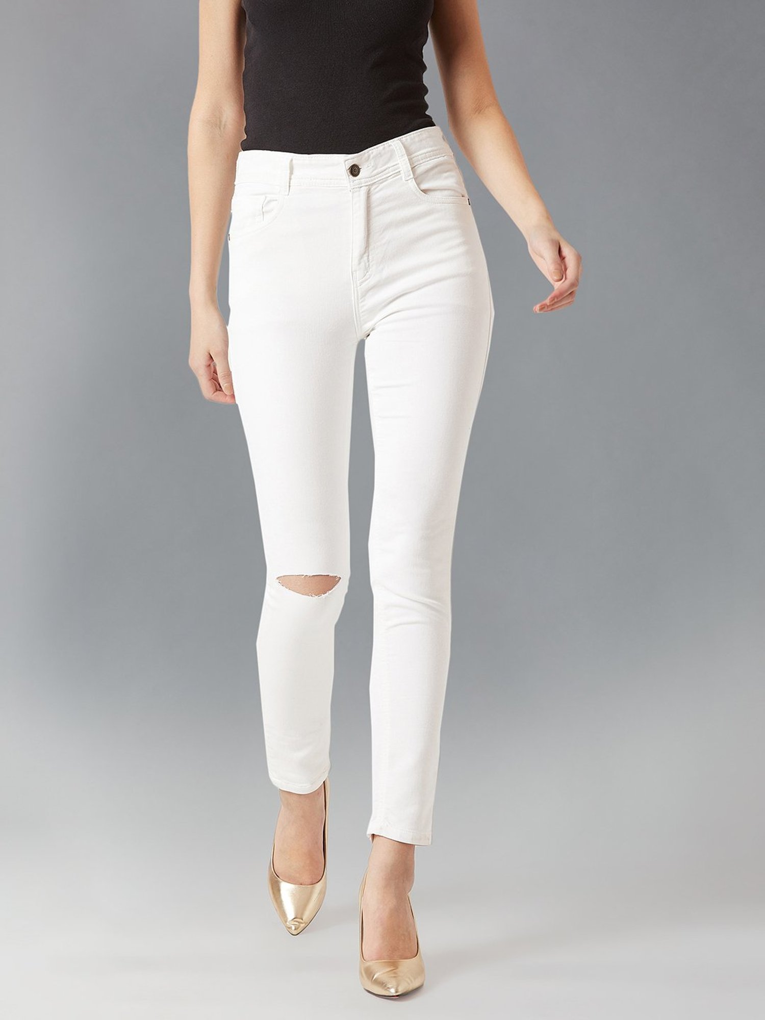 DOLCE CRUDO White Distressed Jeans