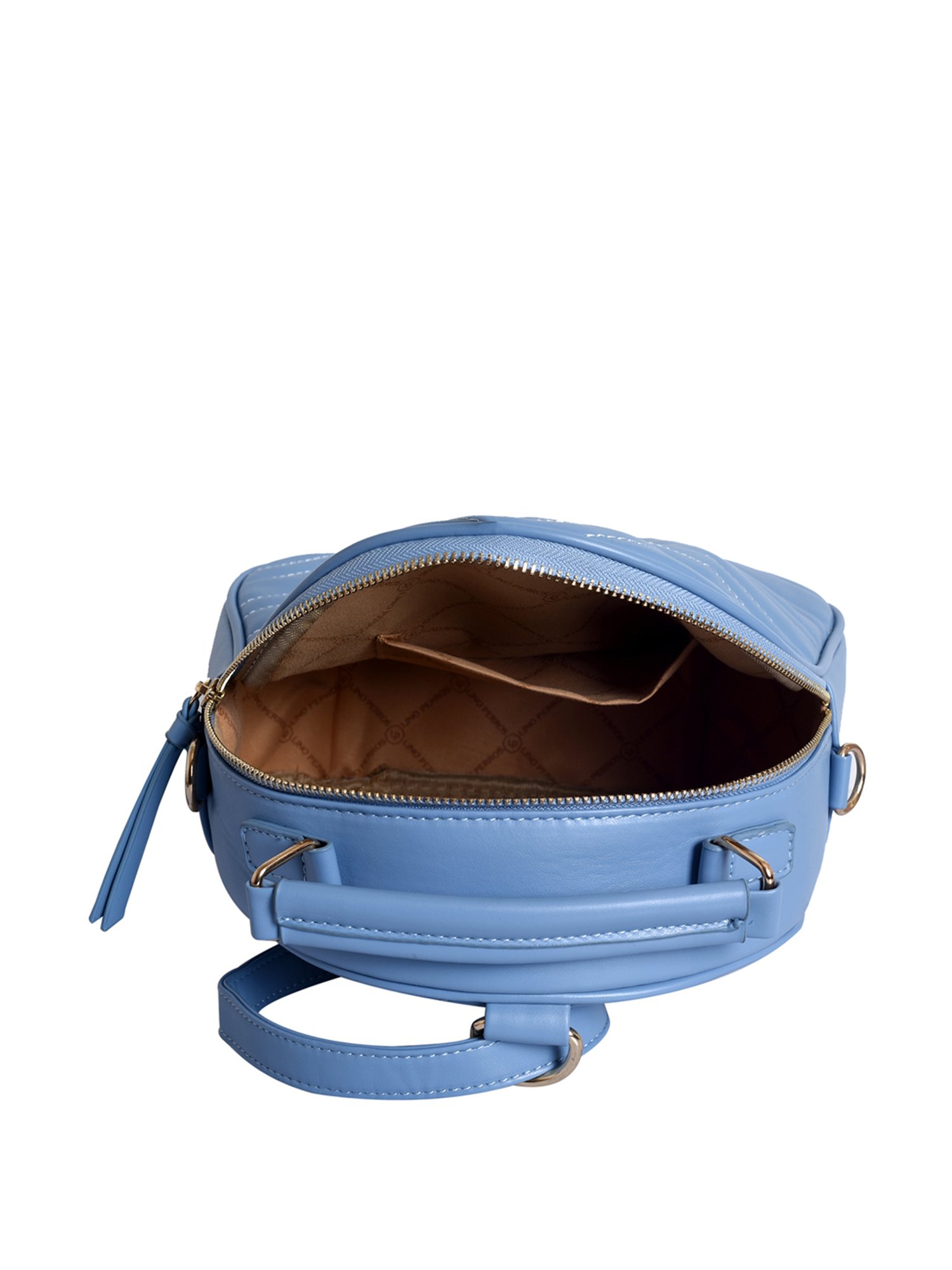 Lino Perros Sky Blue Leather Medium Convertible Backpack