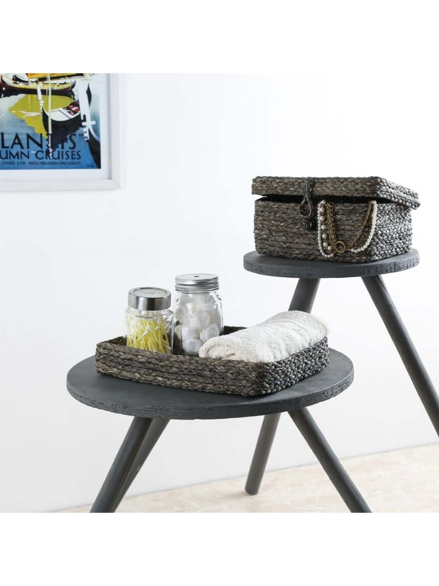 HOSTA HOMES Black Pvc Parachute Material Zipper Bag - Set of 2