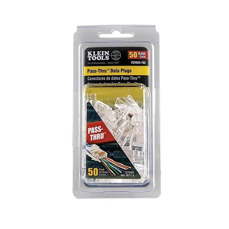 VDV826703 PassThru Modular Data Plug RJ45 CAT6 Pass Through Connectors 50Pack