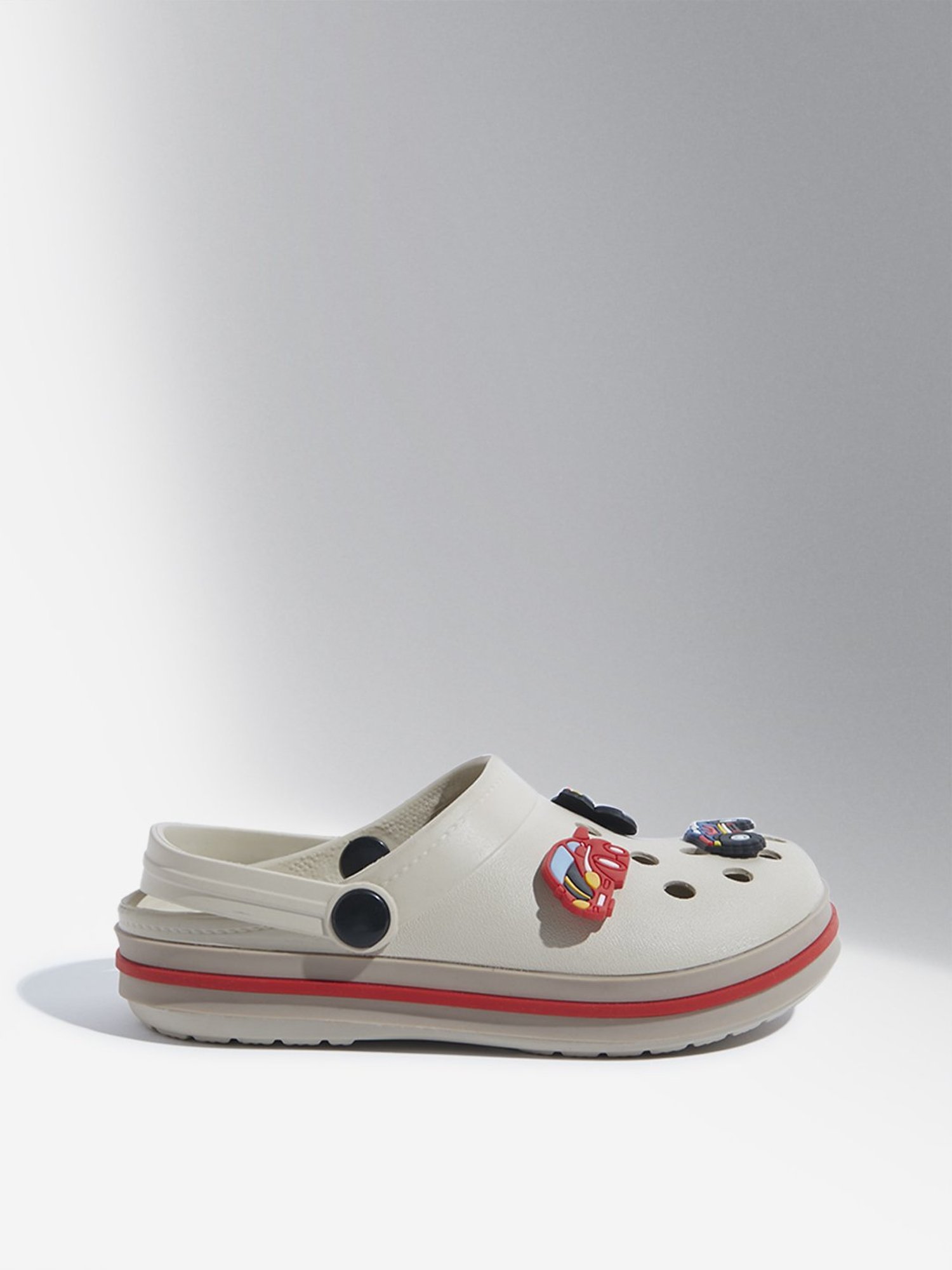 Yellow by Westside Dark Beige Car Applique-Detailed Clogs