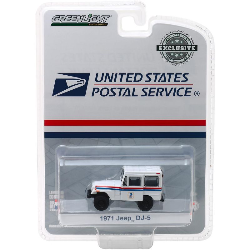 1971 Jeep DJ-5 "United States Postal Service" (USPS) White "Hobby Exclusive" 1/64 Diecast Model Car by Greenlight