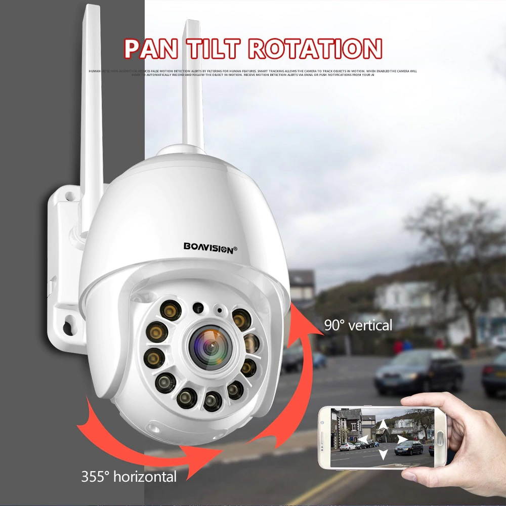 Security Camera Outdoor, Wireless WiFi IP Camera,Motion Detection, auto Tracking,2.4ghz Two Way Talk,HD 1080P pan Tile Full Color Night Vision Waterproof Outdoor Surveillance Boavision HD22M102M