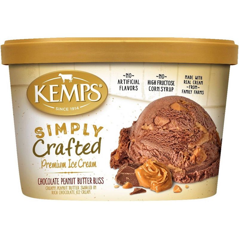Kemps Simply Crafted Chocolate Peanut Butter Bliss Ice Cream - 48oz