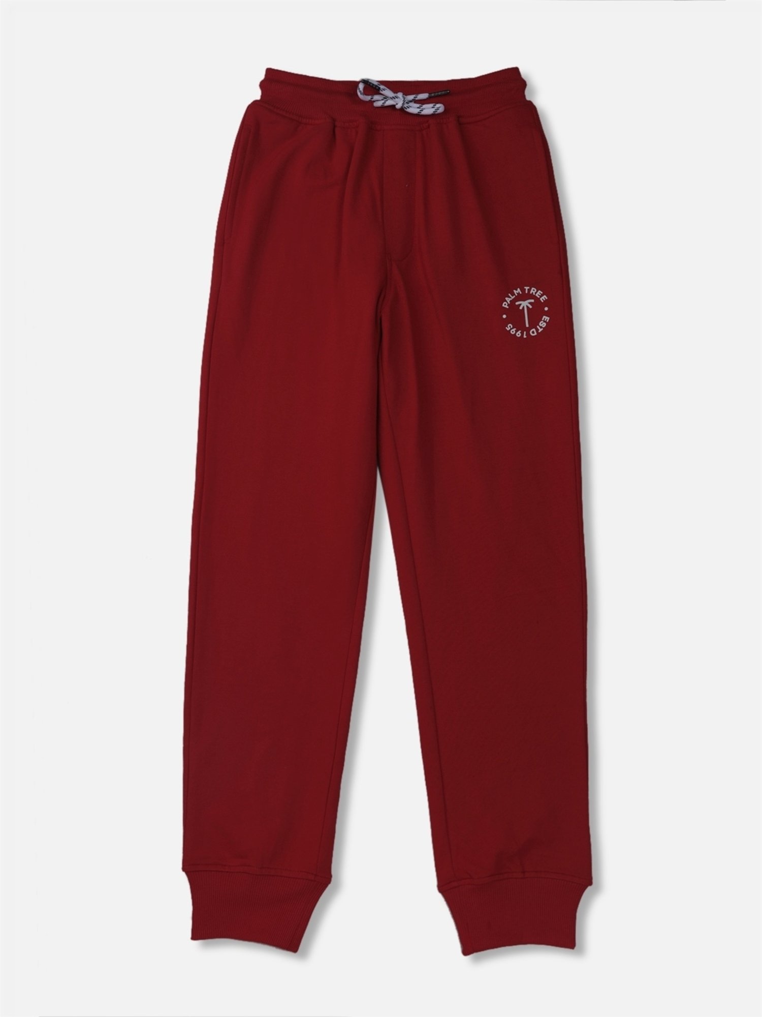 Palm Tree Kids Red Regular Fit Trackpants