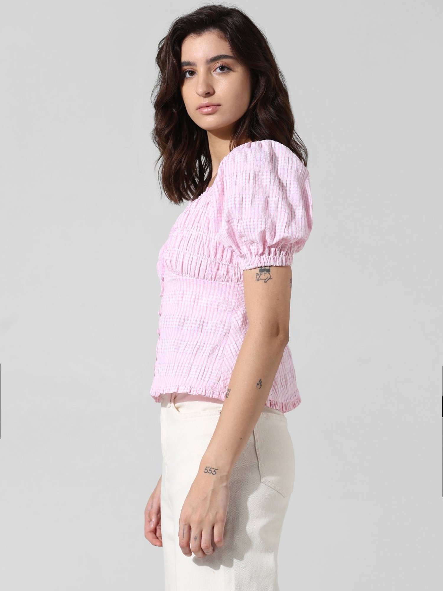 Only Pink Checks Top