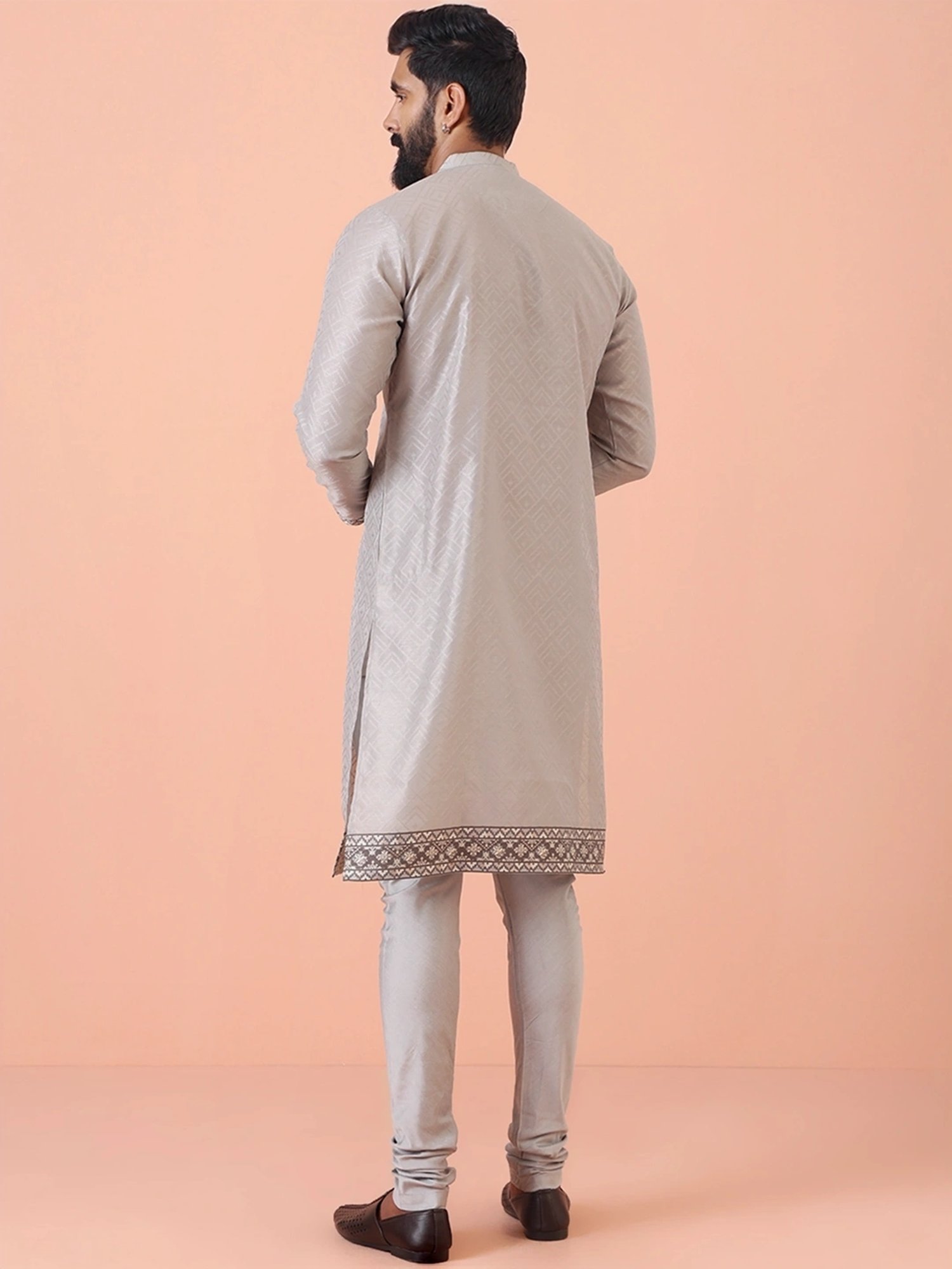 Kisah Grey Regular Fit Embroidered Kurta Bottom Set