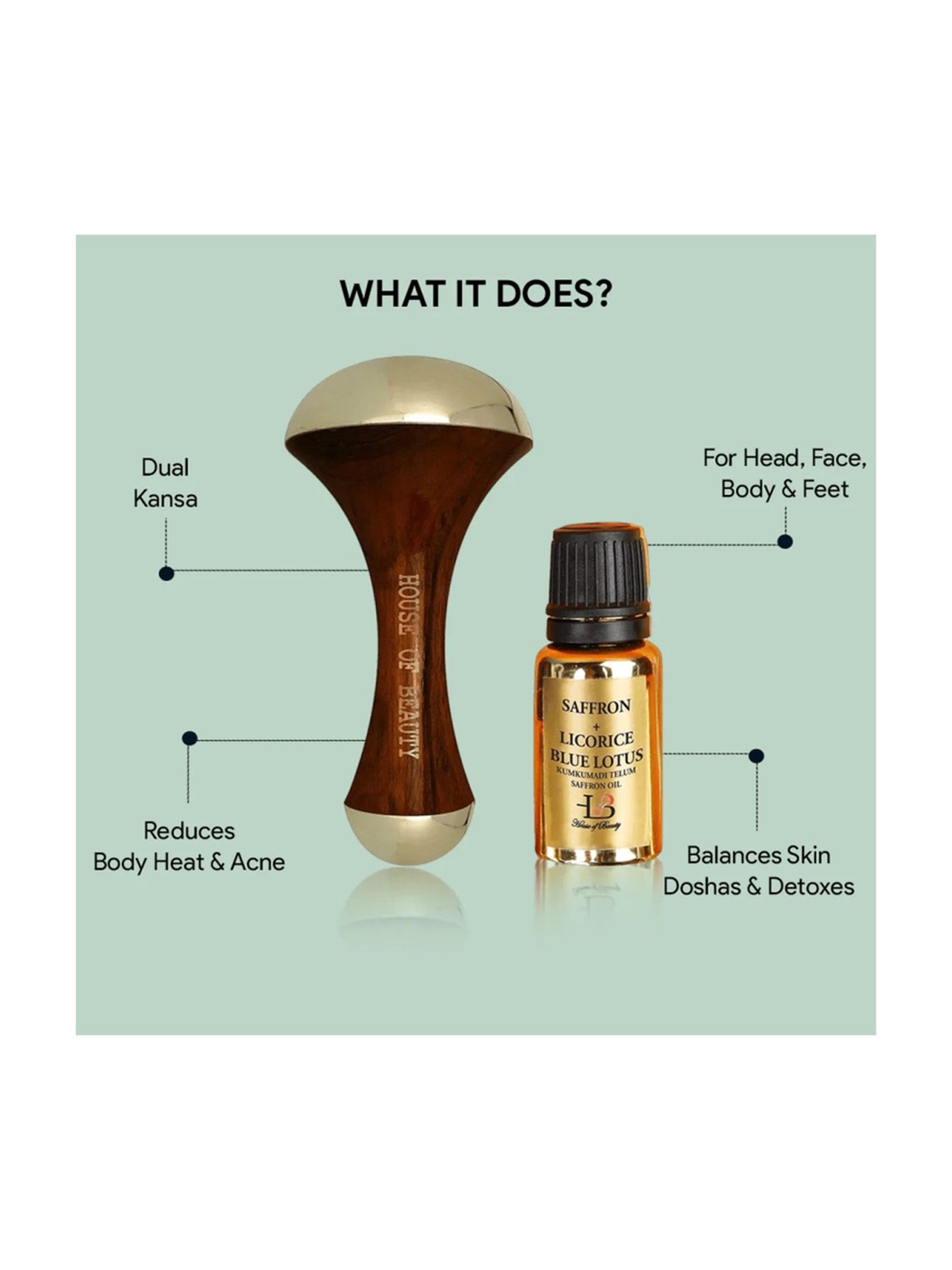 HofB- House of Beauty Kansa Wand for Face & Body - 296 gm